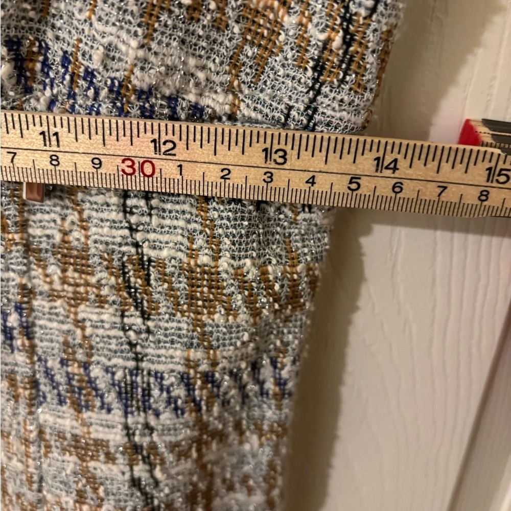 Kate & Lily Tweed Midi Dress in Cream, Gold and Blue Size 4 - Picture 8 of 9